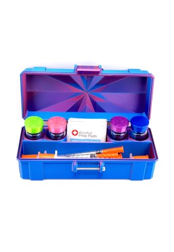 4-Slot 3 ml or 10 ml Vial Case with Extra Storage for Syringes, Alcohol pads,| Organizer for GLP-1, Peptides, Research 3ml