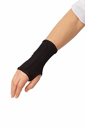 Medline Carpal Tunnel Gloves, Flexible Splint & Beaded Cushion, Size L, Breathable Cotton/Spandex, Black, 1 Each