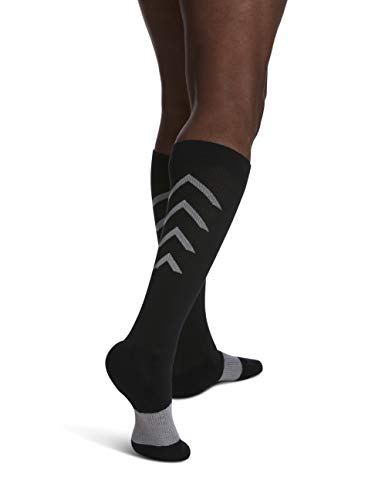 SIGVARIS Men's & Women's 401 Athletic Recovery Calf High Socks 15-20mmHg Large Black