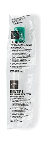 Medline Dentips Disposable Oral Swabsticks, Adult Mint Dentifrice-Treated, Green, 250 Count Treated (250 Count)