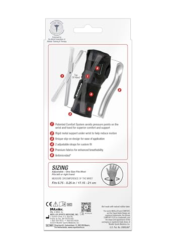 MUELLER Sports Medicine Comfort Flex Wrist Stabilizer, Wrist Pain Relief Support for Men and Women, Ideal for Carpal Tunnel, Tendinitis, Arthritis, Black, One Size