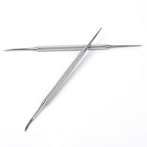 2pcs Stainless Steel Nail Groove Dirt Pick Double Head Toenail Remover Pusher File Cuticle Pedicure with Non Slip Hand Toenail Pick Tool Accessories