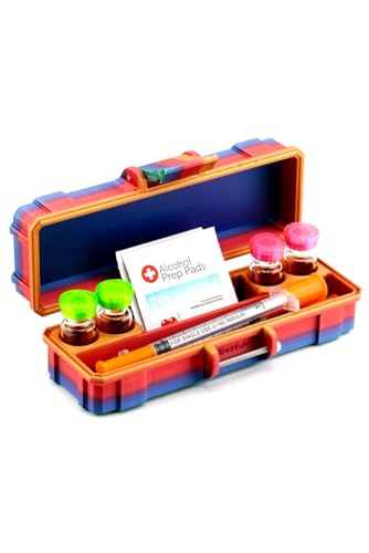 4-Slot 3 ml or 10 ml Vial Case with Extra Storage for Syringes, Alcohol pads,| Organizer for GLP-1, Peptides, Research 3ml