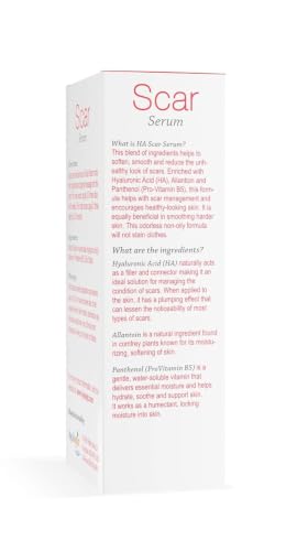 Hyalogic Scar Serum with Hyaluronic Acid, Allantoin & Panthenol – Vegan, Gluten & Cruelty-Free Scar Treatment – Smooths & Lessens Scar Hyperpigmentation for Healthy Skin (0.47 fl oz) Standard Packaging