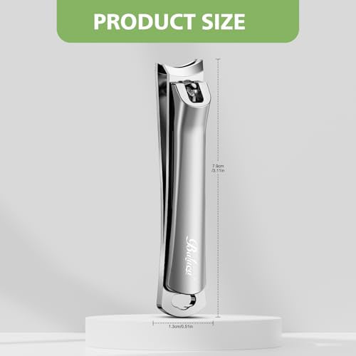 BALUCA Curved Toenail Clipper for Men, Professional Finger Nail Clipper for Women for Thick Nails, Stainless Steel Nail Cutter for Accurate Trimming and Grooming (Pear Silver) Pear Silver
