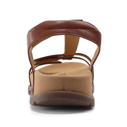 Women's Orthopedic Walking Sandals with Arch Support and Adjustable Ankle & Foot Straps, Comfortable for Everyday Wear 8 Brown