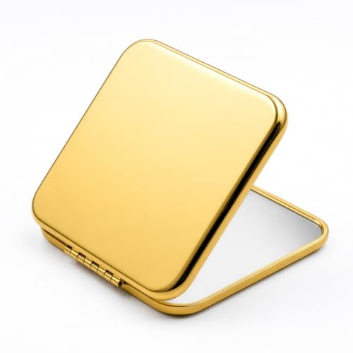 Compact Mirror, Pocket Travel Makeup Mirror for Purse, Metal Square Shell, 2-Sided 1X/2X Magnifying, Portable, Folding, Handheld, Gold,18 Pack 18