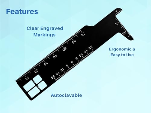 Artman Instruments Dental Measuring Ruler Black Stainless Steel Endodontic Scale Tool, Handheld Metric Precision Instrument for Accurate Dental Assessment and Care