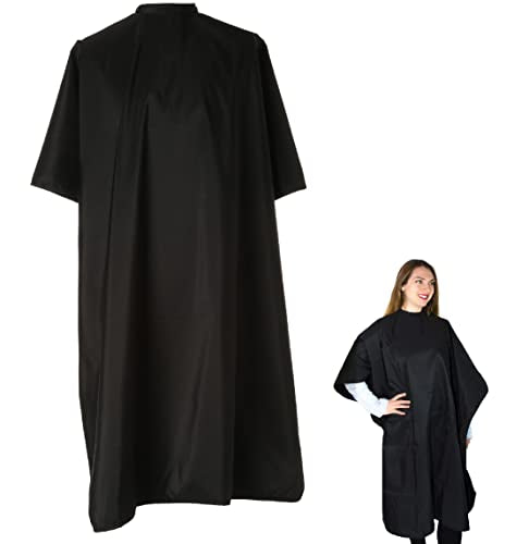 Black Hair Coloring Cape - Water-Resistant Salon Cape for Women Coloring Cape - Black W/ Pu Coating