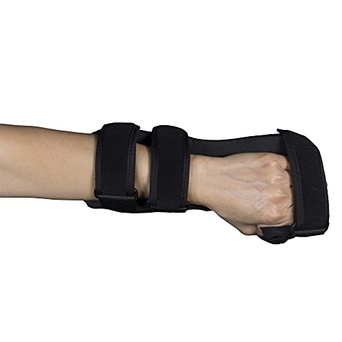 OTC Soft Resting Hand Splint, Night Immobilizer for Wrist, Fingers and Thumb, Stroke Hand, Black, Large/X-Large Large - X-Large Left Hand