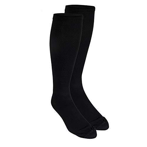 Truform Medical Compression Socks, Knee High Length, Over the Calf Fit 20-30 mmHg Black Large (1 Pair)