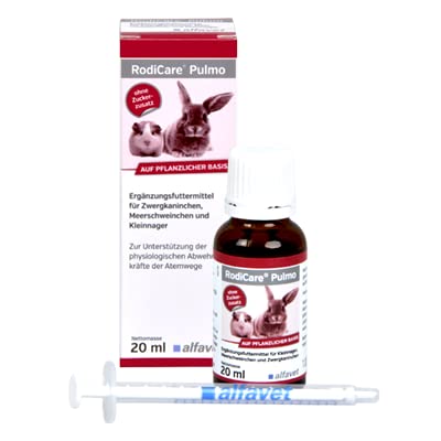 Alfavet RodiCare Pulmo | Pack of 3 | 3 x 20ml | Supplementary feed for small rodents | To support the respiratory system of guinea pigs and small rodents | Dosing syringe - BeesActive Australia