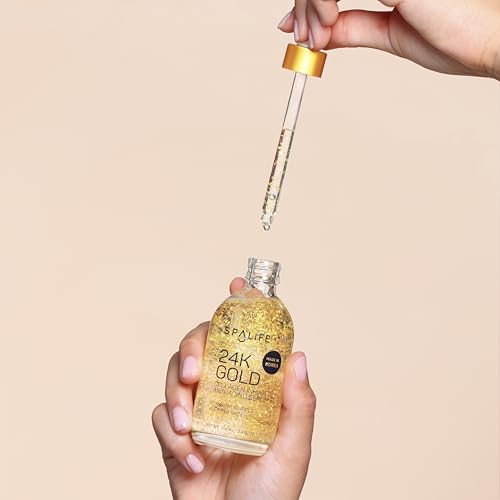 SpaLife Beauty Pearl Hyaluronic Acid Serum & 24k Gold Anti Aging Serum | AM/PM Facial Routine Duo | Deep Collagen Hydrating Treatment | Firming Wrinkle Face Skincare | 2 x 3.7 Fl. Oz. 24k Gold + Hyaluronic Pearl