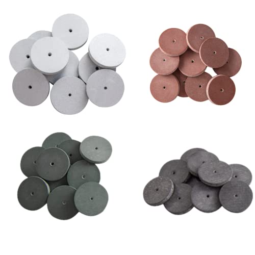 40Pcs Polishing Wheels Kit, Mixed Lab Beauty Silicone Rubber Polishing Wheels with 12Pcs Mandrel Shank for Jewelry, Dental Lab, Rotary Tool, 4 Colors