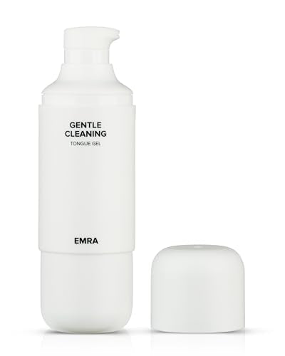 EMRA Gentle Cleaning Tongue Gel + Dual-Sided Cleaner in Black - Fluoride-Free Formula with Peppermint & Chamomile for Fresh Breath & Sensitive Tongue Care