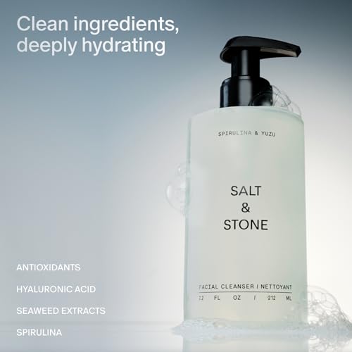 Salt & Stone Facial Cleanser, Gentle Face Wash for Women & Men Vegan 7.2 oz