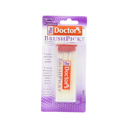 The Doctor's BrushPicks Interdental Toothpicks, Soft Rubber Dental Picks for Teeth Cleaning, Removes Food Debris, Gum Care, Portable Dispensing Case, 120 Count (Pack of 10)