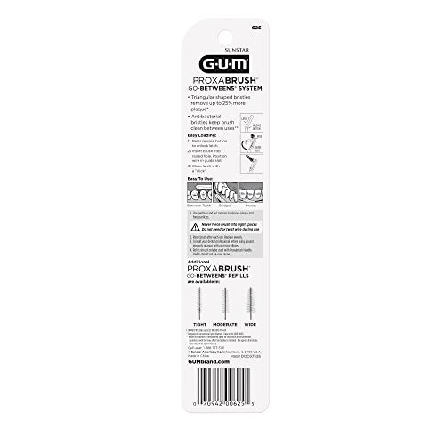 GUM Proxabrush Permanent Handle Refills, 6 Pack