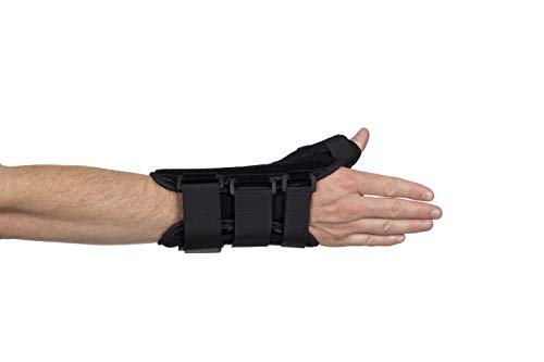 Adjustable 8" Wrist and Thumb Spica Support With Removable Insert- Right, Large, Amazon Exclusive Brand, Black