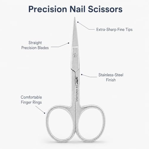 YNR Nail & Eyebrow Scissors, 3.5", Stainless Steel, Cuticle Trimming