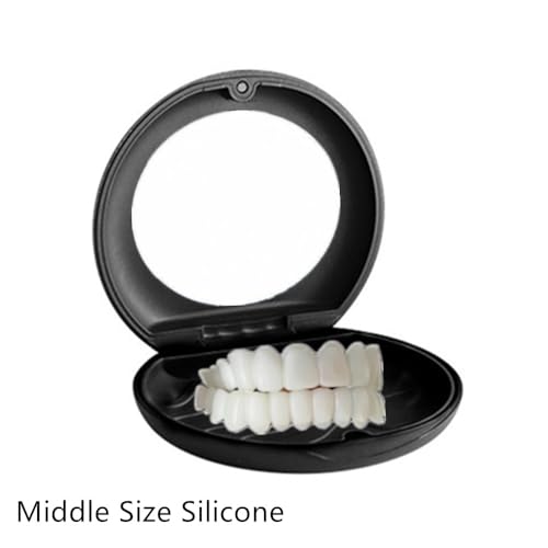 Silicone Gel Snap on Perfect Smile Upper Lower Teeth Tooth Braces White Products with Storage Box, with Mirror (White Box) White box