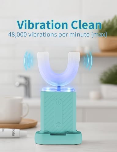 U-Shaped Electric Toothbrush for Adults, U Toothbrush with 4 Modes & 60-Second Clean, Magnetic Contact Charging