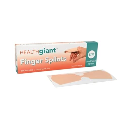 Health Giant by School Health - Finger Splints 12/Box, Finger Brace for Injury, Sprain, and Arthritis, Finger Stabilizer for Broken Fingers (Small/Medium) Small/Medium
