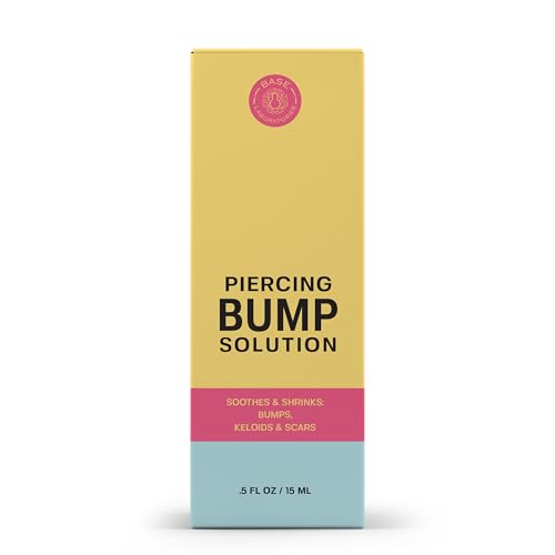 BASE LABORATORIES Piercing Bump Solution & Keloid Bump Removal | Soothing Piercing Aftercare for Piercing Bumps & Keloid Scar Removal | Ear & Nose Keloid Bumps Piercing Aftercare Solution Oil | 0.5 oz 0.5 Fl Oz (Pack of 1)