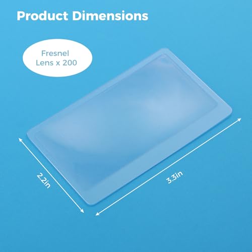 200 Pieces Thin Fresnel Lens, Credit Card Size Pocket Magnifier, Portable Magnifying Lens for Reading, 3.3 x 2.2 Inches Magnifying Lens Cards