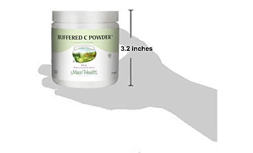 Maxi Health® Vitamin C Powder, Buffered & Stomach-Friendly (4 Oz) | Kosher | Buffered Vitamin C Powder | Gentle, Stomach-Friendly Immune Support | Vegan | Doctor Formulated