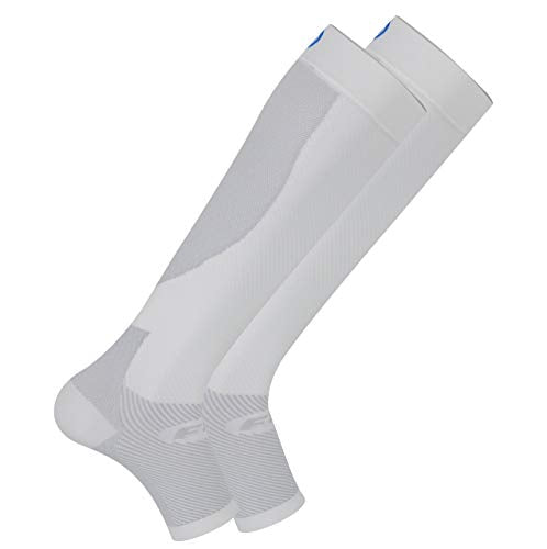 OS1st FS6+ Performance Foot/Calf Sleeves for Plantar Fasciitis pain relief, heel pain, shin splints and arch support (White, Small) White