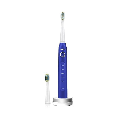 Voom Sonic Pro 5 Series Ultrasonic Electric Toothbrush for Adults (Blue) – USB Rechargeable 40,000 Strokes/Minute – 5 Speeds – Bathroom Essentials & Travel Essentials Blue