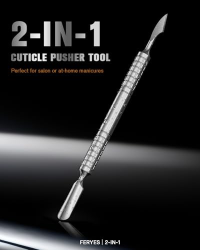 2025 Upgraded Dual Head Cuticle Pusher Remover Tool - Curved & Chisel Edge Stainless Steel, Ergonomic Non-Slip Handle for Professional Salon & Home Manicure Nail Curved and Chisel Pusher tool