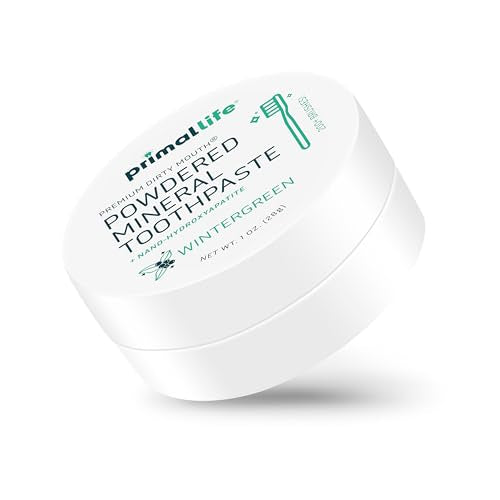 Primal Life Organics - Dirty Mouth Toothpowder, Tooth Cleaning Powder, Flavored Essential Oils with Natural Kaolin & Bentonite Clay, Good for 200+ Brushings, Organic, Vegan (Wintergreen, 1 oz) 1 Ounce (Pack of 1) Wintergreen