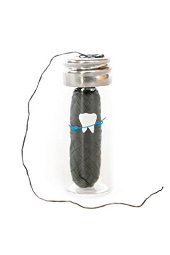 Biodegradable Bamboo Charcoal No Knot Floss with Grapefruit Seed Extract - Eco-friendly, Vegan - In Refillable Glass Jar, Plastic-Free Packaging - 3 Pack