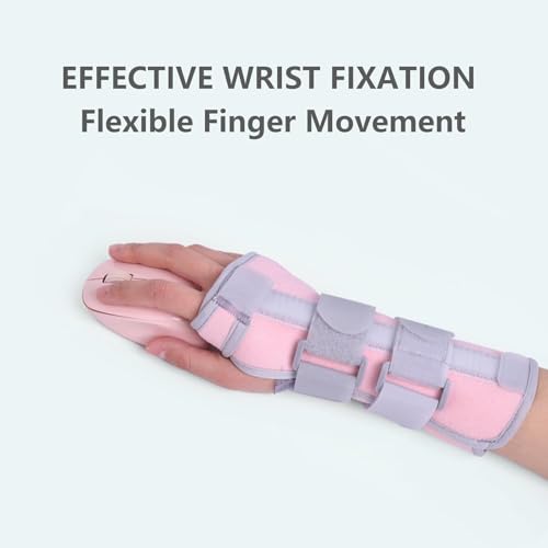 Wrist Brace for Carpal Tunnel Night Support, Adjustable Wrist Support with Left Hand, Carpal Tunnel Relief Wrists Splint for Work, Hand Brace for Men and Women(Left-Pink) Pink