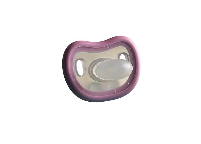 Baby Calm and Clean Pacifier Toothbrush, Blue, Pink, Purple, and Yellow, for 3 Months to 3 Years, with Orthodontic Nipple and Soft Bristles, BPA-Free (Purple)