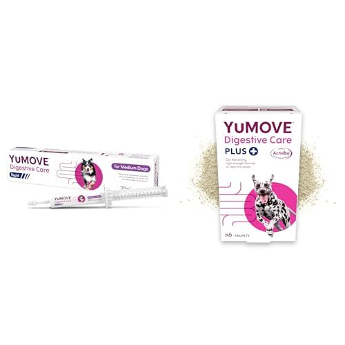 YuMOVE Digestive Care Dog Probiotic Supplement Support Bundle – 1x Fast-Acting Rapid Paste for Medium Dogs, 30ml & 1x Digestive Care PLUS Gut Health Sachets 60 Sachets, All Dogs & Ages