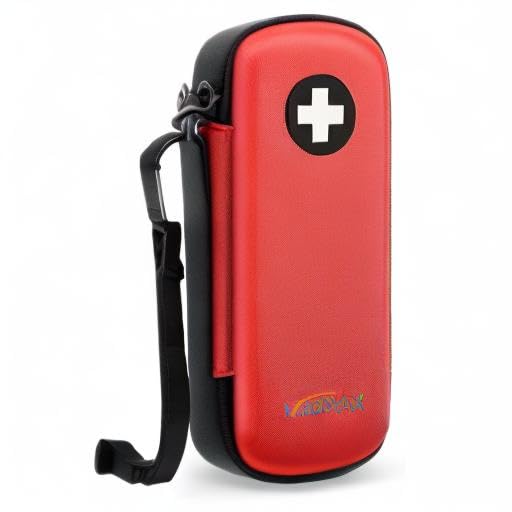 Epipen Medical Carrying Case, Hard Shell EVA Shock Absorption Travel Medication Organizer Bag Emergency Medical Pouch Holds 2 EpiPens, Asthma Inhaler, Auvi-Q, Allergy Medicine Essentials (Red) Red - BeesActive Australia