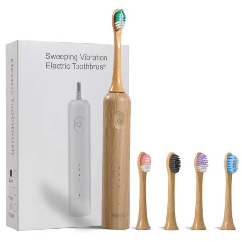 Bamboo Brush Heads for MgcSto Ultrasonic Electric Toothbrush 8 Pack Heads 100% Natural Bamboo Base