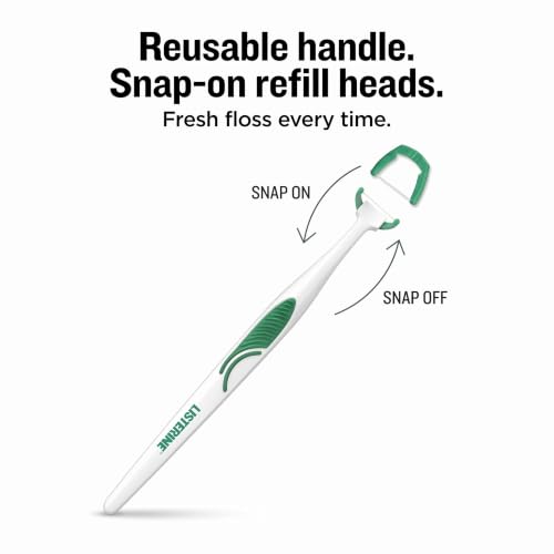 Ultra Clean Access Flosser for Hard-to-Reach Back Teeth, Reusable Floss Handle with 28 Disposable Mint Refill Heads, Long Handle Flossing Tool for Adults 1