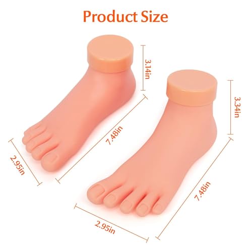 Krofaue 1 Pair Fake Foot Model, Flexible Soft Silicone Nail Practice 1 Pair Practice Fake Foot