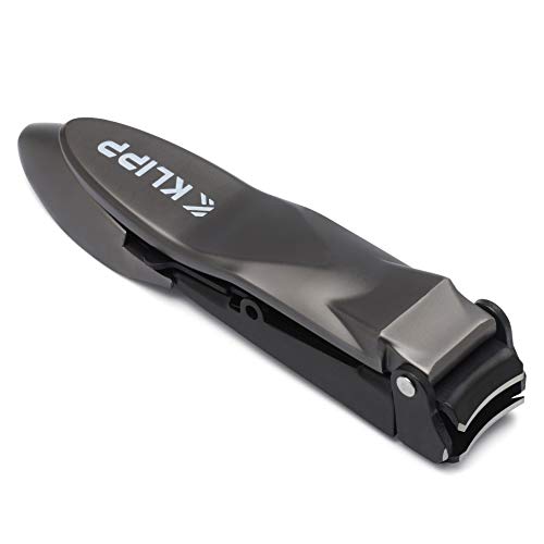 Nail Clippers for Men with Catcher - KLIPP Heavy Duty Razor-Sharp Self-Collecting Nail Cutter, Ergonomic Lever for Fingernails & Toenails, Ideal Gift for Men & Grooming Gifts Includes Ziplock Pouch 1