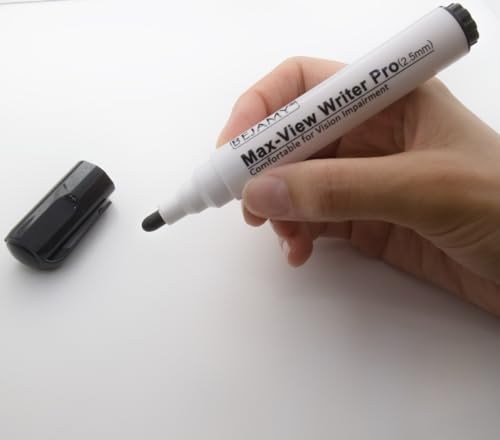 (Bullet Tip-2.5mm, PACK of 15, Black Water-Based ink) Max-View Writer Pro Bold Writing Pen, Low Vision Assistive Writing Tool for Visual Impairment,Odorless,Non-Toxic,No Oil,Alcohol Free 15 Units/Pack