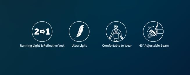 Running Lights for Runners, 500 Lumens Running Light with 45° Adjustable Tilt, 360° Reflective Vest & IPX4 Waterproof Rechargeable Light Up Gear for Night Walking/Cycling/Jogging/Hiking - BeesActive Australia