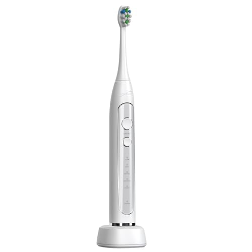 Supersonic TB-5100 Sonic Zoom Advanced Whitening Electric Toothbrush | 40,000 VPM | Wireless Charging | 5 Cleaning Modes | 8 Brush Heads | Auto Timer | Travel Case | White
