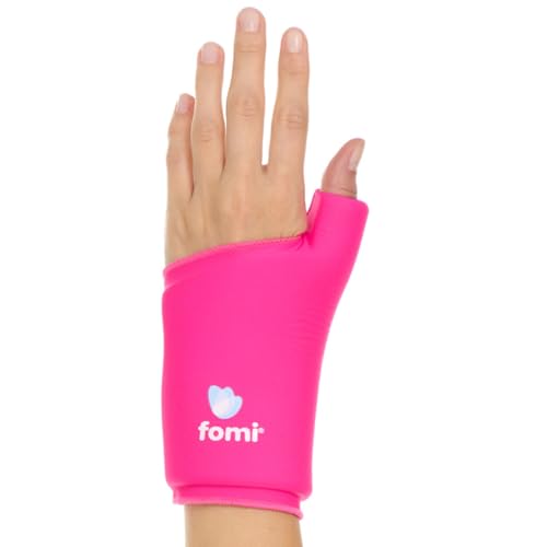 FOMI Wrist Solid Gel Ice Pack | Hot Cold Hand and Thumb Compression Sleeve Wrap for Carpel Tunnel, Arthritis, Tendonitis, Bruises, Swelling, Sports Injuries Pain Relief (Pink - Small/Medium) Pink - Small/Medium