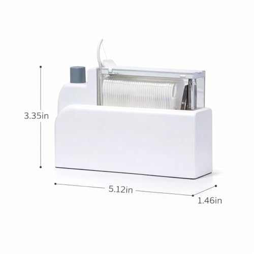 Refillable Dental Floss Pick Dispenser for Home, Press to Dispense Floss Stick Holder, Covered Countertop Storage Box for Compatible Floss Picks, White