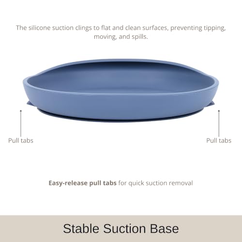 Modaliv Silicone Scooper Plate with Suction Base for Adults, Blue