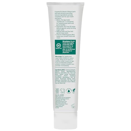 Desert Essence Tea Tree Oil and Neem Toothpaste, Wintergreen, 3 Pack 6.25 Ounce (Pack of 3)